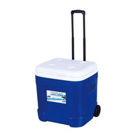 Glacière portable pour camping extérieur, en PP, PE, PU, isolée, étanche, moulée par soufflage, avec poignée en plastique, 55L, chariot à glace pour voiture