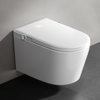 WC intelligent monobloc automatique avec siège chauffant, séchage à l'air, cuvette en céramique, design moderne, fixation murale, chasse d'eau à capteur au pied