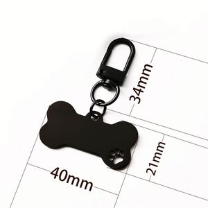 Factory Can Customize <b>Blank</b> Material Laser Engraving Printing logo <b>Pet</b> Pendant Bone Shape Dog Tag Stainless Steel Keychain - Product Image 2