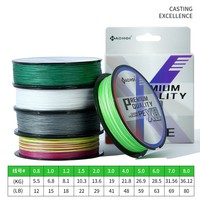 Vente en gros de ligne de pêche tressée 8X PE multicolore, 100-500m, ligne super résistante, lisse, longue portée, eau douce, mer