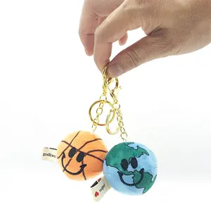 קידום מכירות מתנת מפתח שרשרת רך צעצוע מיני כדורסל, גלוב, כדורגל Keyring בפלאש