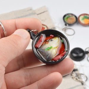Modelo de juguete de comida en miniatura de arroz en olla de barro simulado (estilo cantonés), colgante de llavero con forma de snack sabroso - Product Image 4