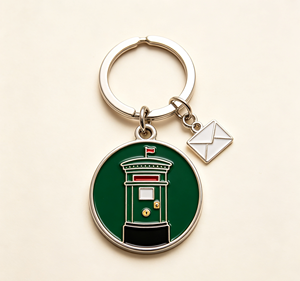 Green Enamel Postbox Key Chain Metal <b>Keyring</b> Round Mailbox Pendant Envelope <b>Charm</b> Gift Souvenir - Product Image 4
