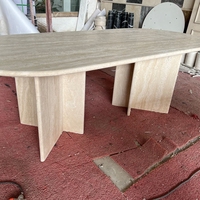 KUMUSI FURNITURE Table basse en marbre travertin de haute qualité au design de luxe Table basse en travertin personnalisée Table console en travertin