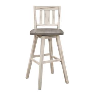 DB Solid Rubberwood 2-Piece Pub Height <b>Chair</b> Set Distressed Gray White 360-Degree <b>Swivel</b> Vertical Slat Back <b>for</b> <b>Living</b> <b>Room</b> - Product Image 4
