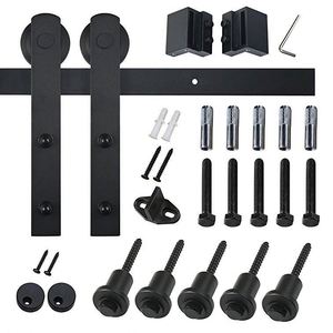 WEKIS M00002 Kit de Herrajes para Puerta Corredera de Granero de Acero al Carbono Moderno de 6.6 Pies, Personalizado, con Tornillos de Latón Duraderos y Recubrimiento en Polvo Negro - Product Image 2