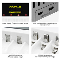 PUJIMAX — chargeur de batterie nimh aaa, station de charge usb pour piles nimh aa/aaa 1.2v, 10 pièces, nouveaux produits