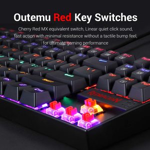 Bàn Phím Cơ Chơi Game Redragon 87 Phím K552 Bàn Phím Có Dây Có Đèn Nền <span class=keywords><strong>LED</strong></span> RGB Với Công Tắc Đỏ Cho Máy Tính Chơi Game Windows - Product Image 4