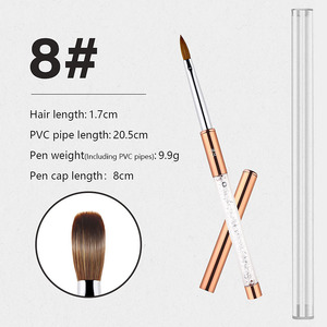 Pinceau Liner 3D pour Nail Art HQ Discount, Manche Transparent Or Rose, Poils Kolinsky et Nylon, Multifonctionnel pour Peinture d'Ongles DIY - Product Image 3