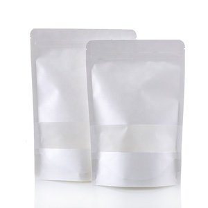 Wholesale Small White Craft Bolsa Doypack Stand Up Pouch Kraft Paper Bag With Zipper For Tea/Coffee/Candy