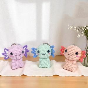 Venta caliente Multi Color lindo Mini <span class=keywords><strong>Crochet</strong></span> Axolotl juguete llavero suave algodón materiales salamandra juguetes relleno tejido Animal muñeca - Product Image 1