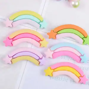 Free Sample Polymer Clay Rainbow Charms Resin Flat Back Charms For Cell Phone Kids Jewelry Craft Decoration