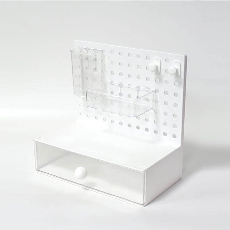 Boîte de rangement blanche pour panneau perforé