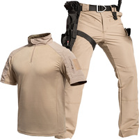 Ensemble T-shirt et pantalon camouflage imperméable pour homme, manches courtes, coton, style américain, équipement d'entraînement en plein air, vêtements tactiques