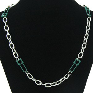 Collar de Cadena de Doble Color con Diseño Geométrico, Chapado en Plata, Estilo Hiphop, Unisex, Joyería de Moda - Product Image 1