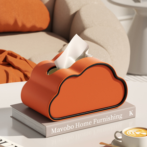 Caja de Pañuelos de Cuero PU con Forma de Nube <span class=keywords><strong>2026</strong></span>, Porta Servilletas de Escritorio de Alta Gama para Sala de Estar, Logotipo Personalizado Disponible - Product Image 5
