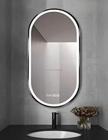 Miroir intelligent de salle de bain mural à LED tactile, cadre en alliage d'aluminium incassable, écologique, luxe léger, pour hôtel