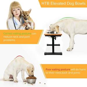Ajustável Bambu Elevado <span class=keywords><strong>Pet</strong></span> <span class=keywords><strong>Bowls</strong></span> Portátil Aço Stand Levantado Comida e Água para Pequeno Médio Grande Gatos Cães Alimentador Lento - Product Image 4