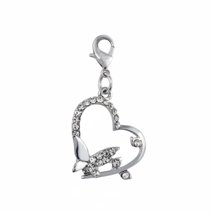 Ciondolo a forma di cuore in argento con accenti di cristallo per la creazione di gioielli - Product Image 2
