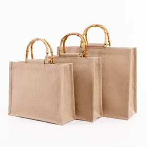 Sac fourre-tout en toile de jute naturelle de haute qualité avec motif lettres, vente en gros à prix réduit pour cadeau promotionnel - Product Image 1