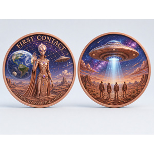 Pièce de monnaie en cuivre pur 999 de <span class=keywords><strong>1</strong></span> oz, série Alien, en relief 3D, <span class=keywords><strong>Monde</strong></span> au-delà de l'Univers, couleur UV, édition collector colorée - Product Image 2