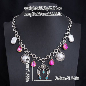 Collar Largo Estilo Western con Colgante de Corazón de Sol Turquesa, Colección Tribal <span class=keywords><strong>Sunshine</strong></span> Clavicle, Joyería Estética Vaquera para Mujer - Product Image 3