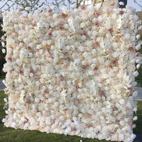 F 8x8 floral mur toile de fond luxe tissu orchidée artificielle soie rose fleur panneau 3d roll up fleur mur pour mariage événement décor