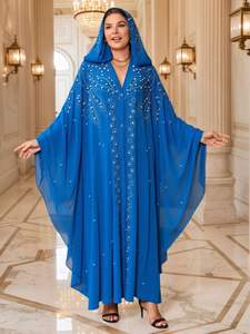 批发2025迪拜女装休闲碎花刺绣晚礼服透气涤纶阿巴亚长传统穆斯林 - Product Image 6