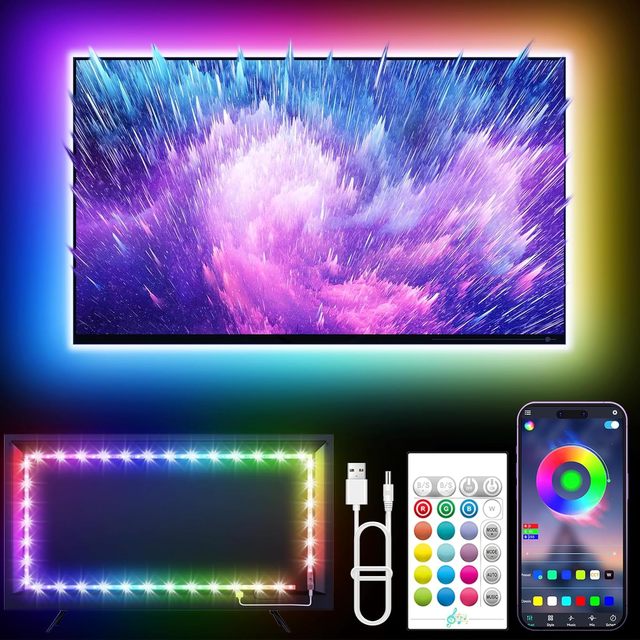 customize LED Lights RGB TV Backlight Behind Music Sync Bluetooth APP Remote Control Strip Lights USB