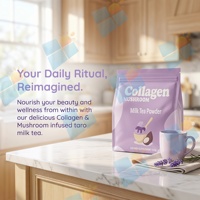 Poudre de mélange de boisson au collagène hydrolysé et aux champignons, saveur taro, marque privée OEM/ODM, pour la concentration et le soutien immunitaire antioxydant