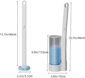 Disposable Toilet Cleaning <b>Brush</b> Sponge Head Plastic Handle Caddy Bathroom <b>Scrub</b> <b>Brush</b> - Product Image 1
