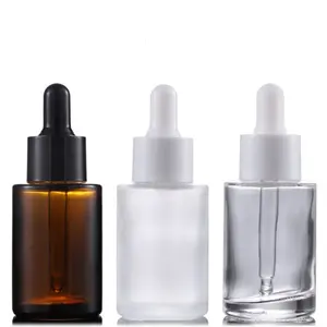 Flacon compte-gouttes liquide en verre dépoli de 30ml en forme de cylindre pour huile essentielle et soin de la peau Conteneur de sérum Utilisation de gouttes oculaires - Product Image 1