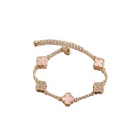 Trébol de Cuatro Hojas y Cinco Flores de 9MM, Acero Inoxidable Chapado en Oro de 18k, Diseño Exclusivo de Lujo Ligero, Madreperla con Microincrustaciones de Circonio