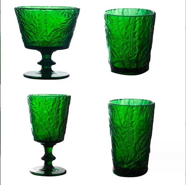 green glass cups red wine glass goblet water glass drink cup thickened wind medieval wine cups