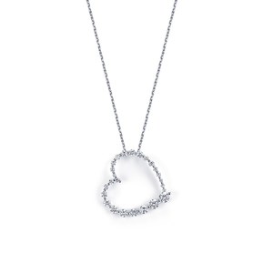 MSN-846 Collar con Colgante de Diamante Cultivado en Laboratorio, Corte Redondo en Forma de Corazón, Oro Blanco de 14K - Product Image 1