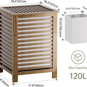 Bamboo Storage <b>Basket</b> Rectangle Flip Top Laundry Organizer For Bathroom And Laundry Room Clothing Storage - Product Image 4