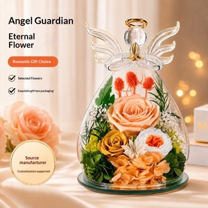 Fleur éternelle sous cloche en verre, bouquet de roses, cadeau de Noël, cadeau de la Saint-Valentin, ornement, vente en gros - Product Image 1