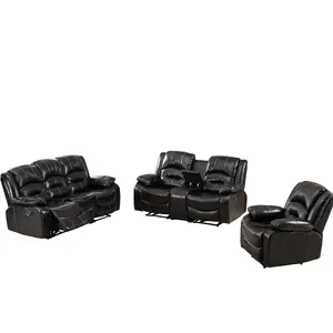 Nhà Cung Cấp Từ Nhà Máy Bộ Sofa Giường Bằng Da Tổng Hợp 3 2 1 Có Tay Cầm