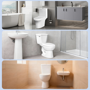 WC monobloc en céramique à chasse siphonique, à poser au sol, personnalisé pour salle de bain - Product Image 6