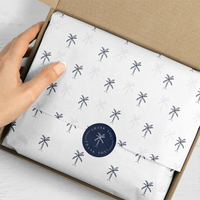 Papier de soie synthétique transparent biodégradable PE de haute qualité, motif logo personnalisé, emballage cadeau de luxe botanique, vente en gros