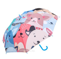 Dimanche 3D mignon parapluie droit pour enfants poignée en plastique avec cadre en métal Dollar ouverture manuelle contrôle Carton Design