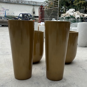Macetas Metálicas de Fibra de Vidrio, Altas y Cónicas, de Lujo, para Diseño Interior y Exterior - Product Image 6
