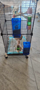 Автоматическая водяная клетка, кормушка для птиц с подставкой, Пластиковый Дозатор для еды, акриловый прозрачный/Синий, автоматическая заправка для попугаев - Product Image 6