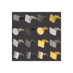 Venta al por mayor de Cobre Negro Oro Plata Láser Metal <span class=keywords><strong>Gemelos</strong></span> Personalizados <span class=keywords><strong>Camisa</strong></span> Francesa Cuadrado en Blanco <span class=keywords><strong>Gemelos</strong></span> Personalizados para Hombres - Product Image 1