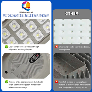ไฟถนนโซลาร์เซลล์แบบออลอินวันคุณภาพสูง กันน้ำ IP65 กำลังไฟ 300W 400W 500W พร้อมระบบเรดาร์ตรวจจับความเคลื่อนไหว แผงโซลาร์เซลล์คริสตัลไลน์ซิลิคอน - Product Image 3