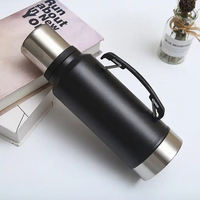 Botol air olahraga, termos perjalanan dengan pegangan, botol air Stainless Steel, 1300, kapasitas besar, ramah lingkungan, 304 ML