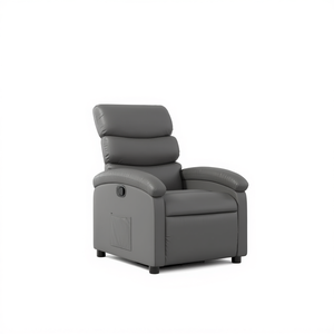 Sillón Reclinable de Cuero Sintético Gris, Operación Manual, Diseño Moderno, Respaldo Acolchado, Brazos Acolchados, Estructura de Madera - Product Image 1