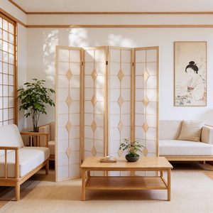 <span class=keywords><strong>Paravent</strong></span> <span class=keywords><strong>Shoji</strong></span> de 67 pouces de hauteur, style <span class=keywords><strong>japonais</strong></span>, pliable, 4 panneaux, fait main, portable, pour la maison ou le bureau (blanc) - Product Image 3