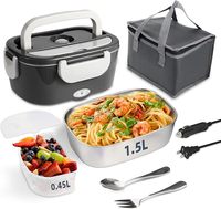Boîte à lunch électrique 1,5 L 60W, chauffe-plat portable avec fermeture à boucle, 220V pour voiture et maison, anti-fuite, vente chaude