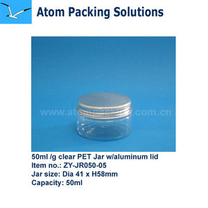 알루미늄 뚜껑이있는 투명 PET 50ml 항아리 친환경 페이스 크림 포장 통조림 식품 캔디 사용을위한 EU 식품 테스트 패스 - Product Image 5